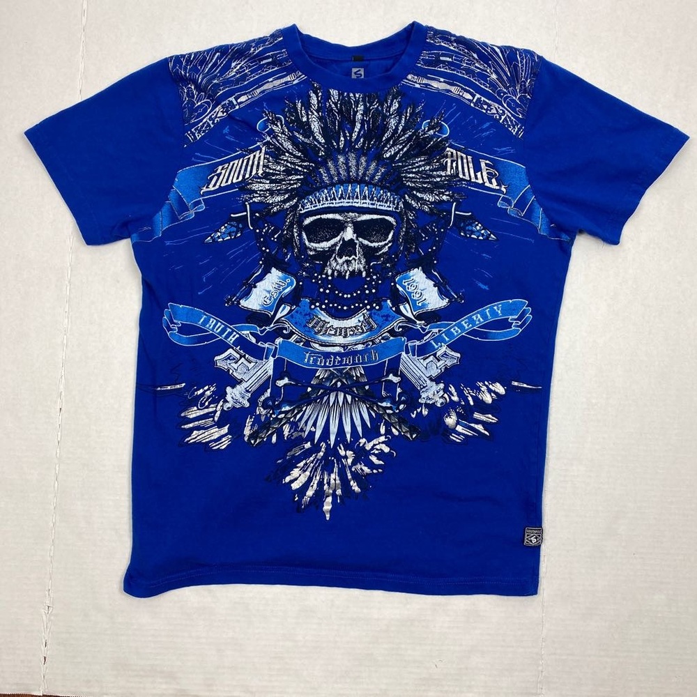 Skull Chief Mens Southpole  T-Shirt Blue M